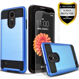 LG K20 Plus, LG K20 V, LG V5, LG K10 2017 Case, 2-Piece Style Hybrid Shockproof Hard Case Cover with [Premium Screen Protector] Hybird Shockproof And Circlemalls Stylus Pen (Blue)